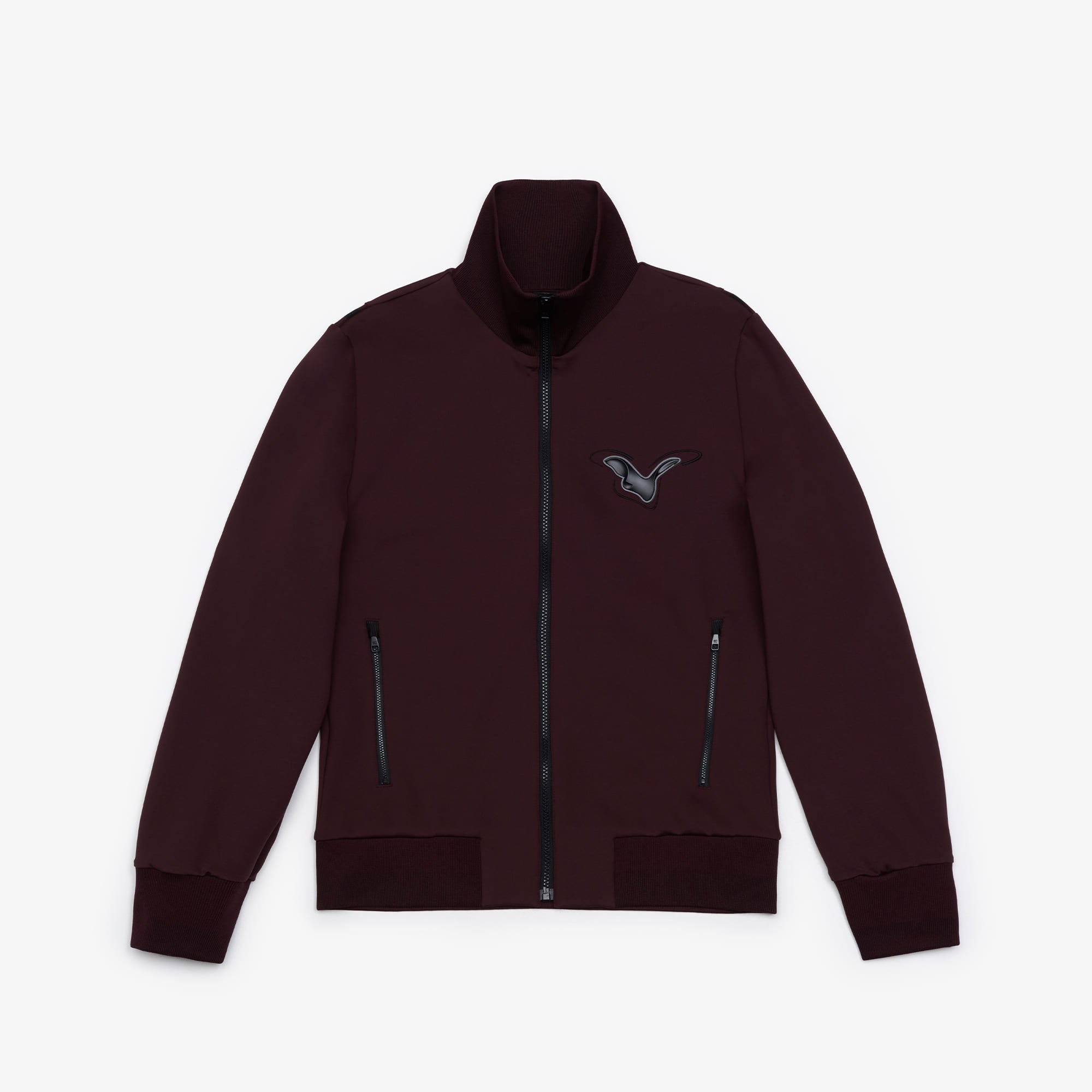 Men's High Neck Zip-up Outer - Burgundy