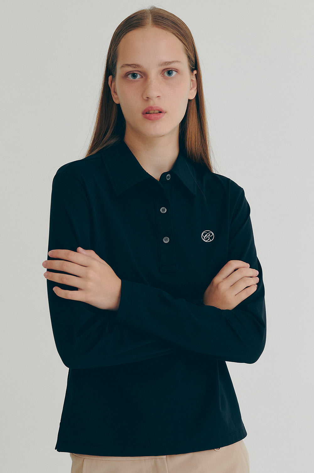 Long-Sleeve Polo Shirt - Black