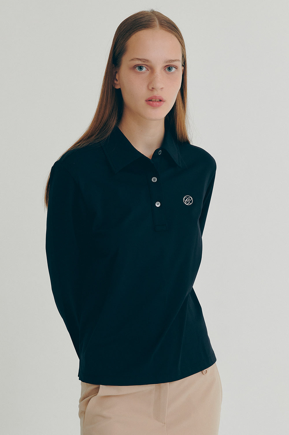 Long-Sleeve Polo Shirt - Black