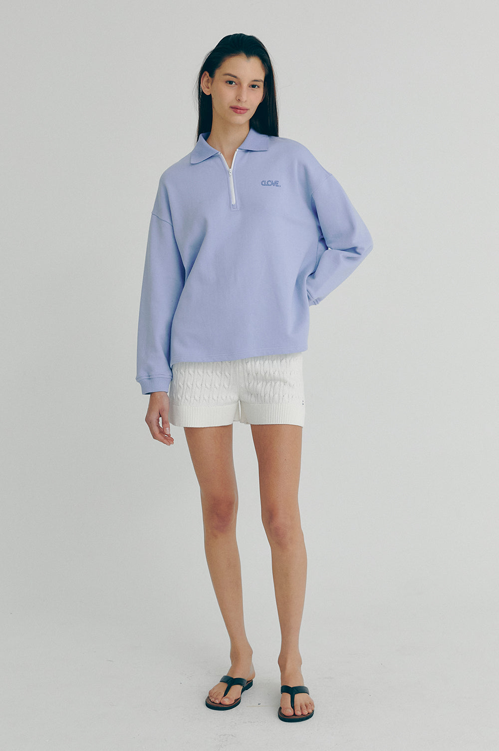 Logo Half-Zip T-Shirt - Sky Blue