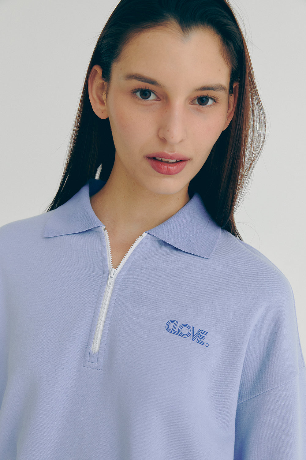 Logo Half-Zip T-Shirt - Sky Blue