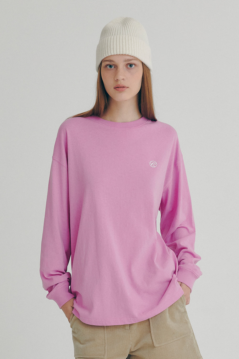 Lettering Long-Sleeve T-Shirt - Pink