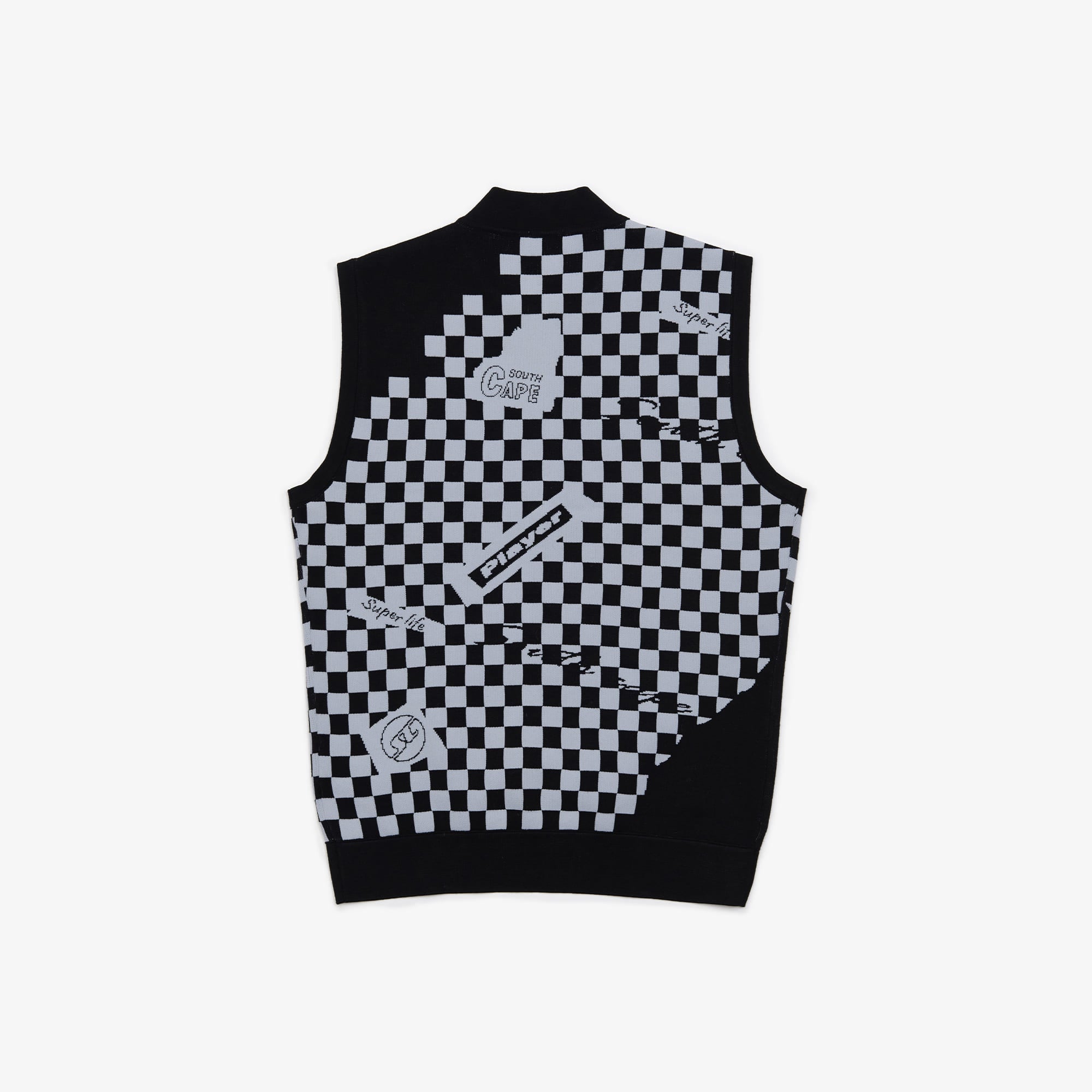 Men's Check Knit Vest - Black