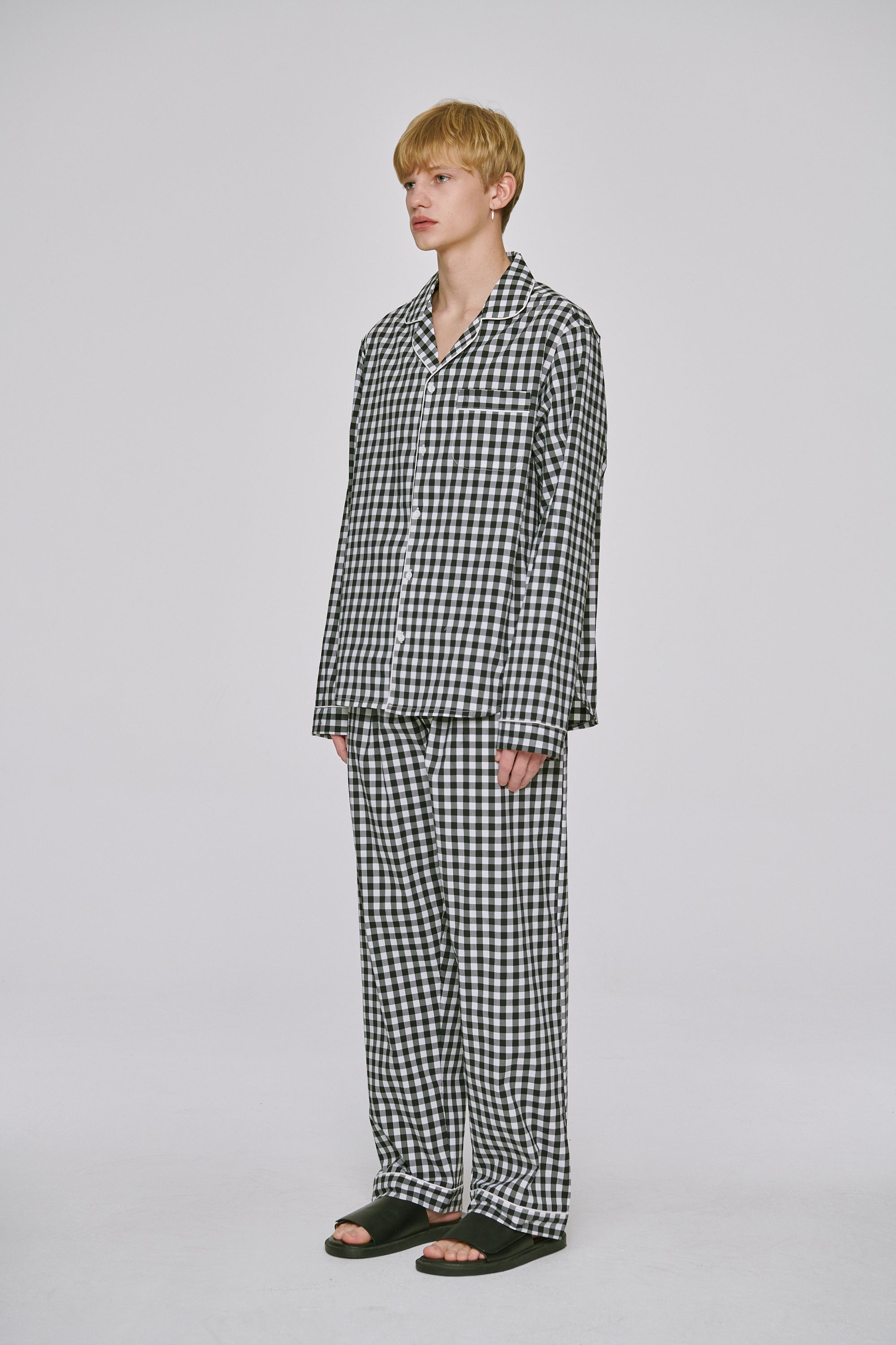 Black gingham pajama set couple package