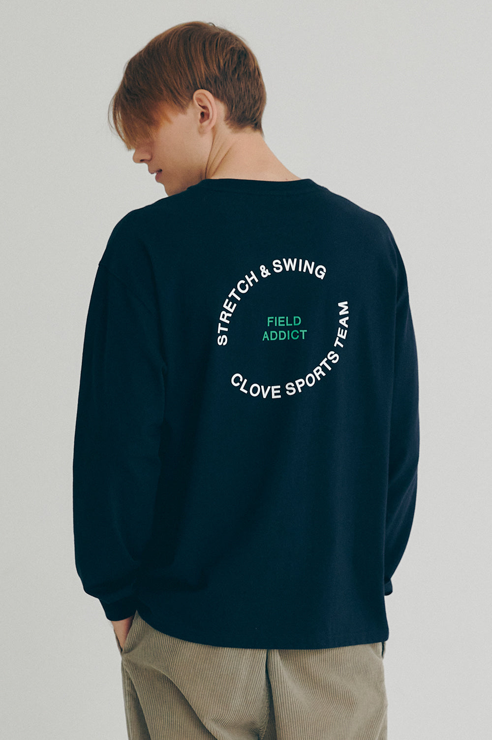 Lettering Long-Sleeve T-Shirt - Navy