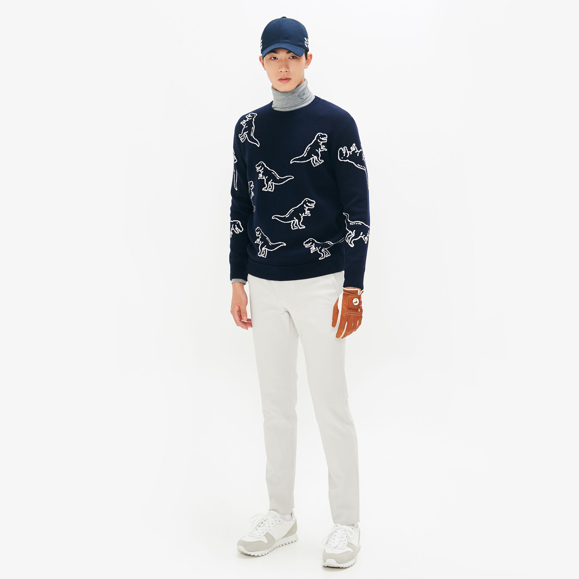 Men's Dinosaur Motif Knit - Dark Navy