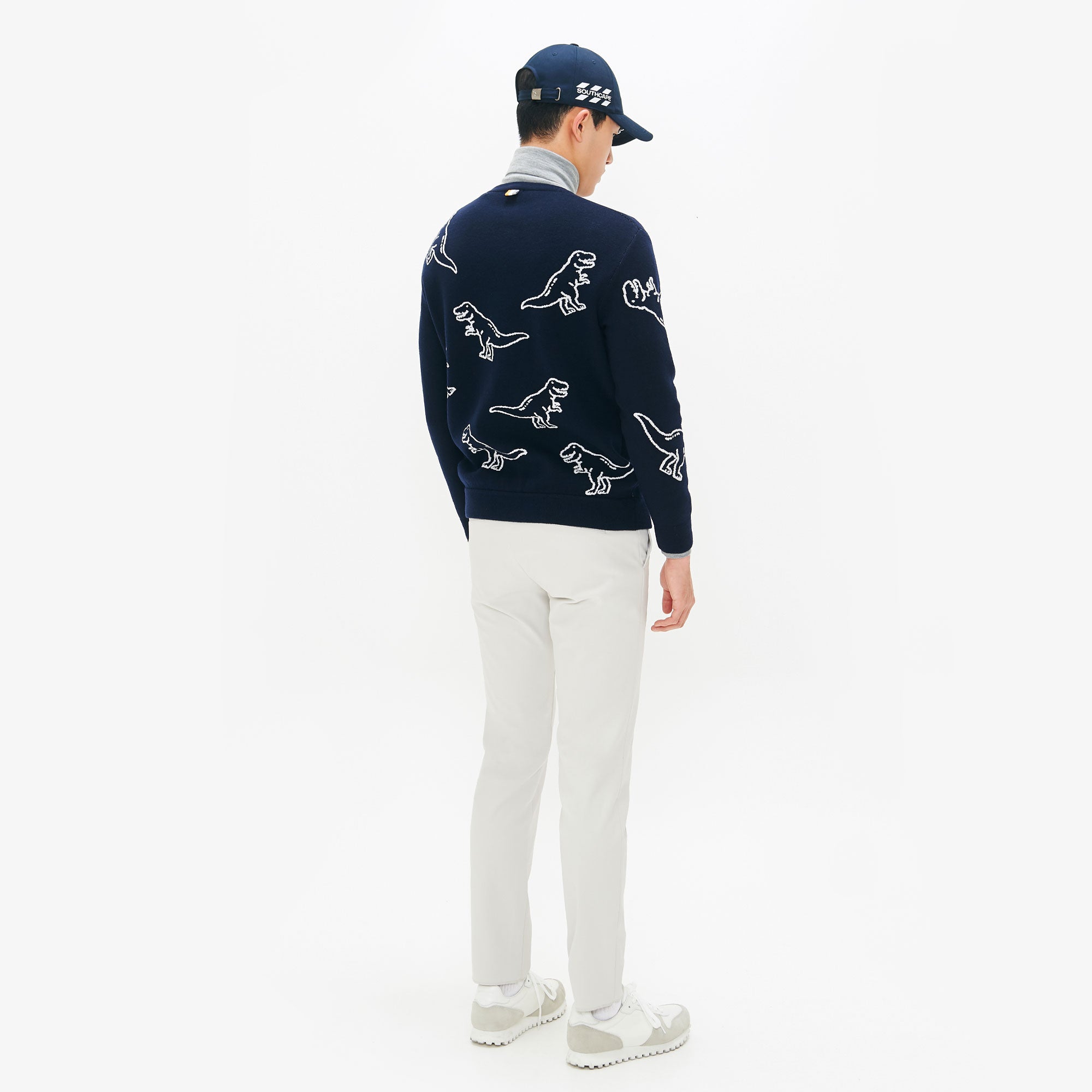 Men's Dinosaur Motif Knit - Dark Navy