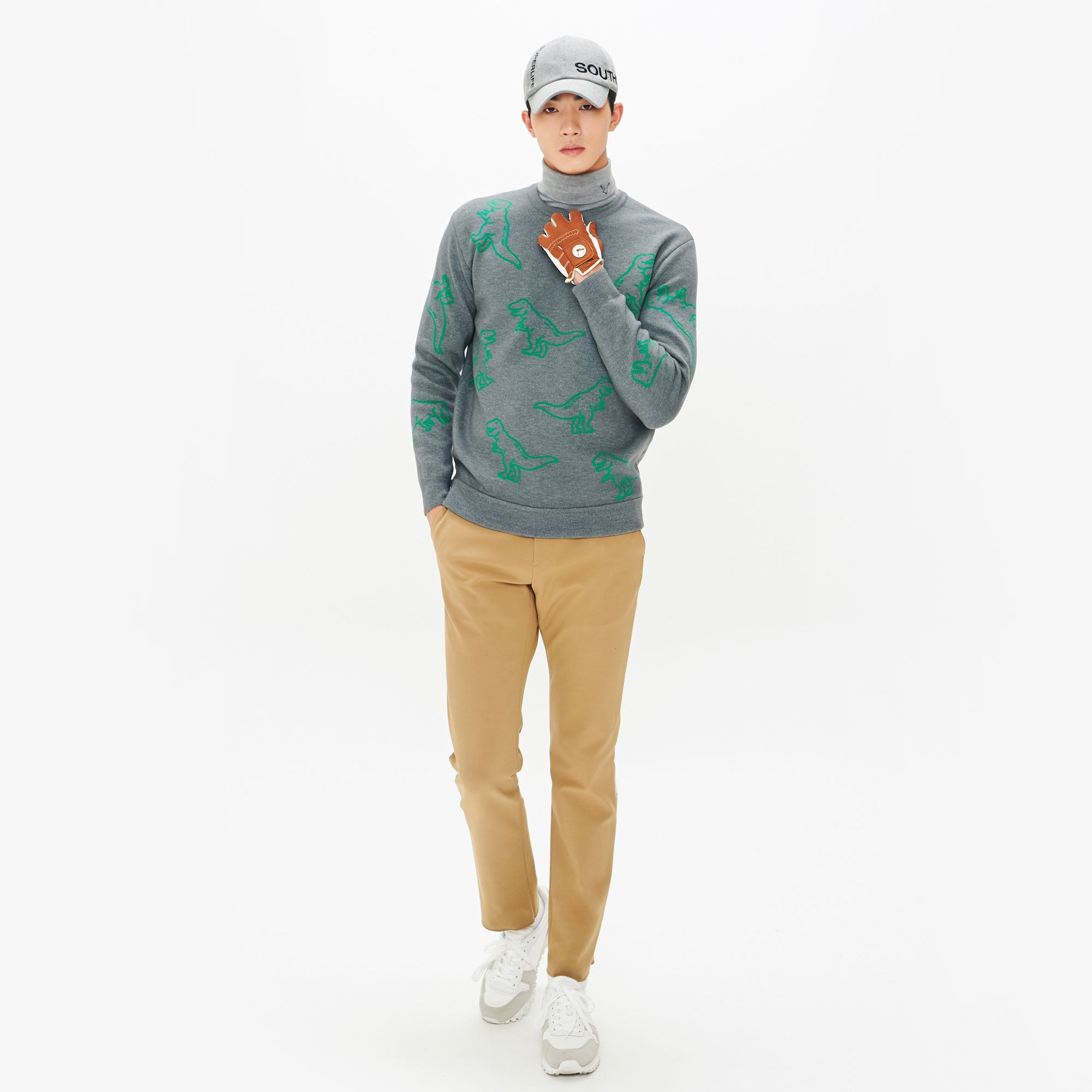 Men's Dinosaur Motif Knit - Grey