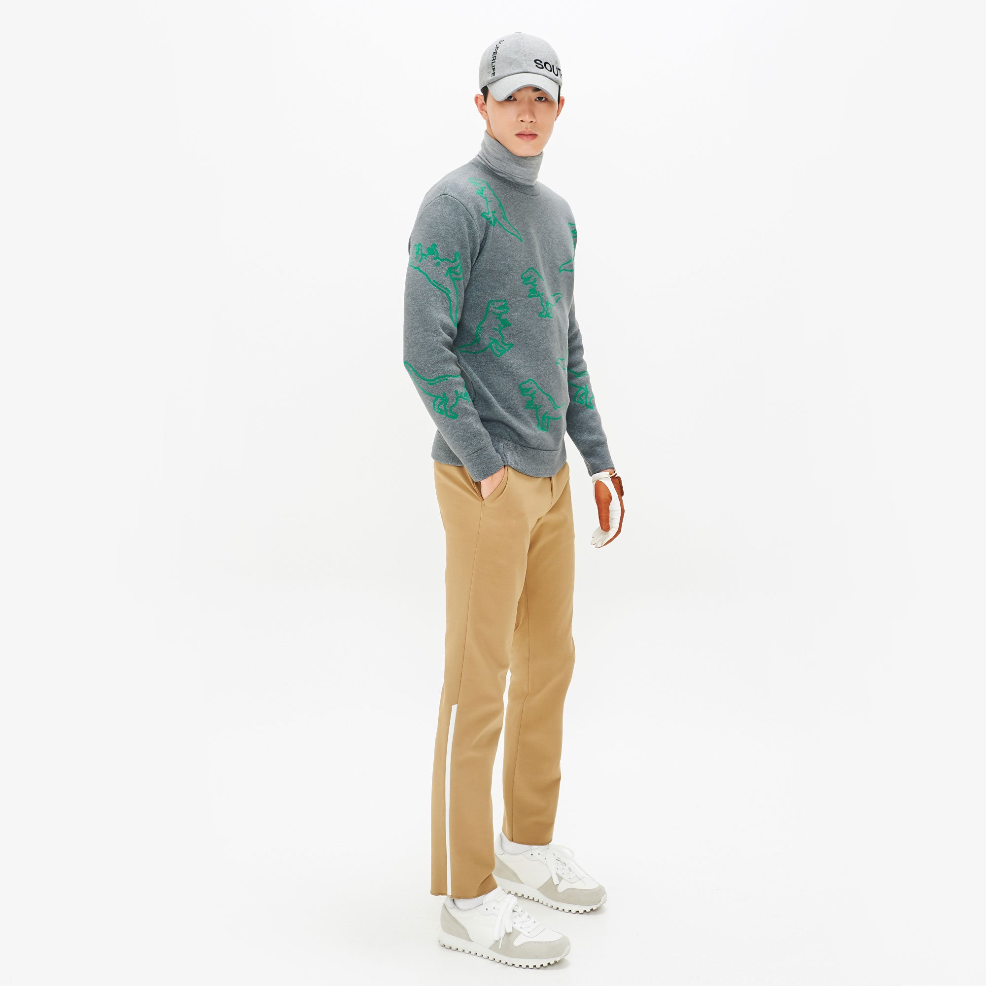 Men's Dinosaur Motif Knit - Grey