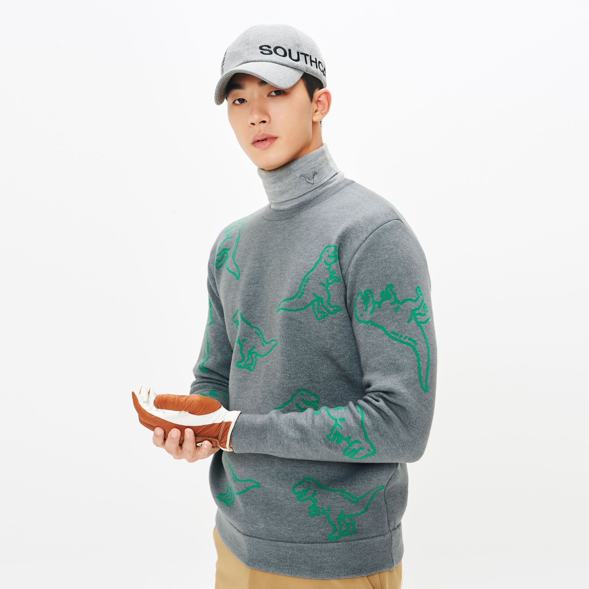 Men's Dinosaur Motif Knit - Grey