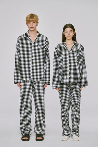 Black gingham pajama set couple package