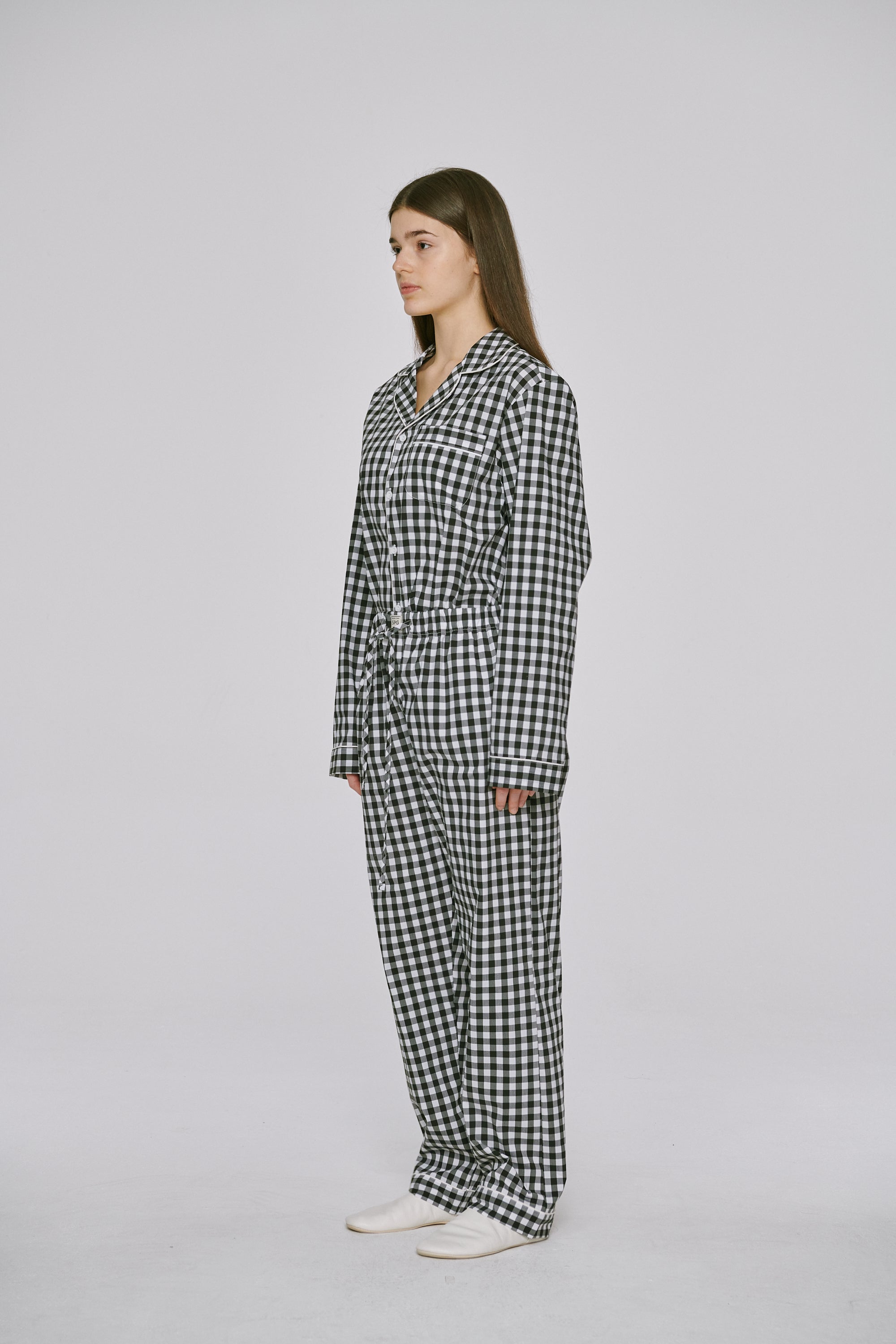 Black gingham pajama set couple package