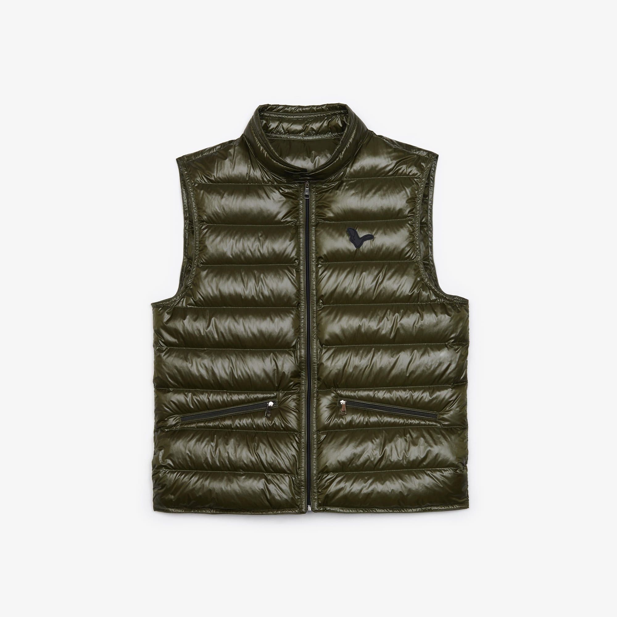 Men's quilted full zip-up vest - khaki