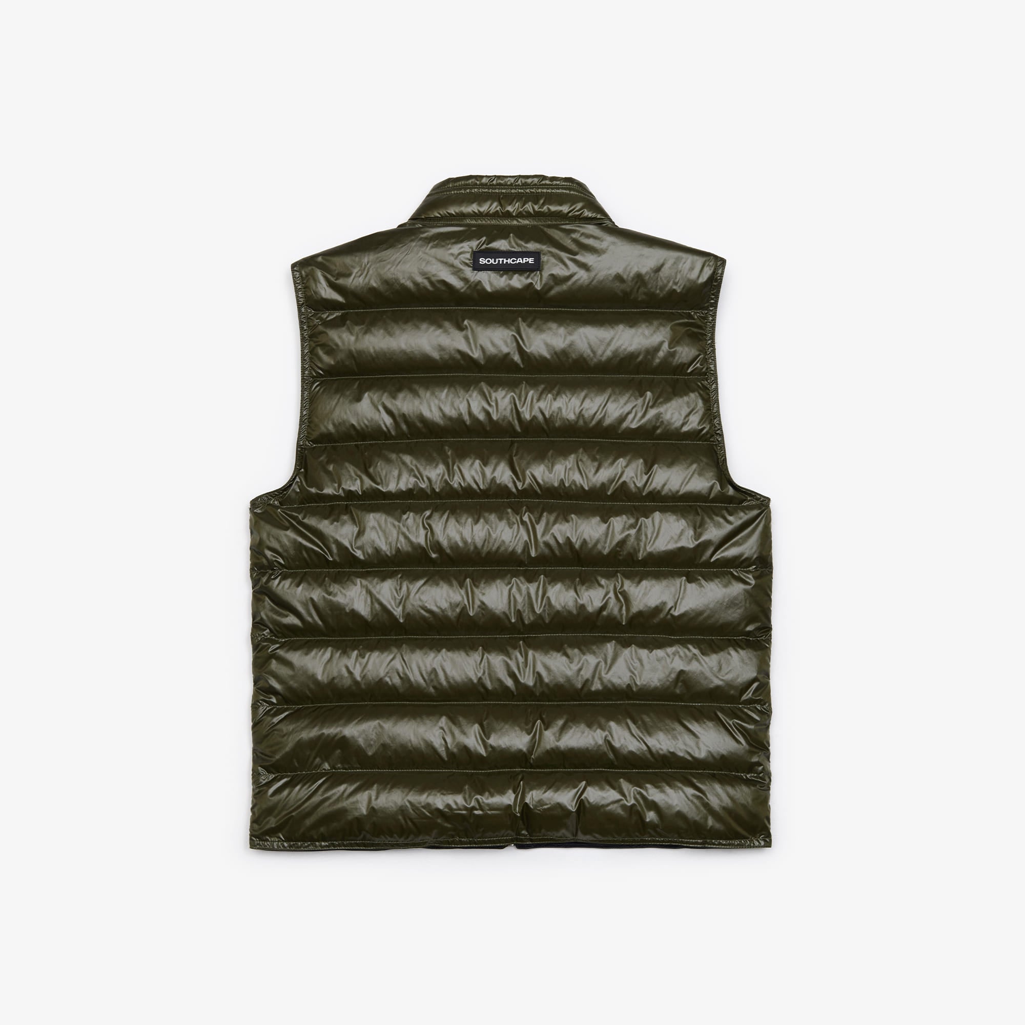 Men's quilted full zip-up vest - khaki