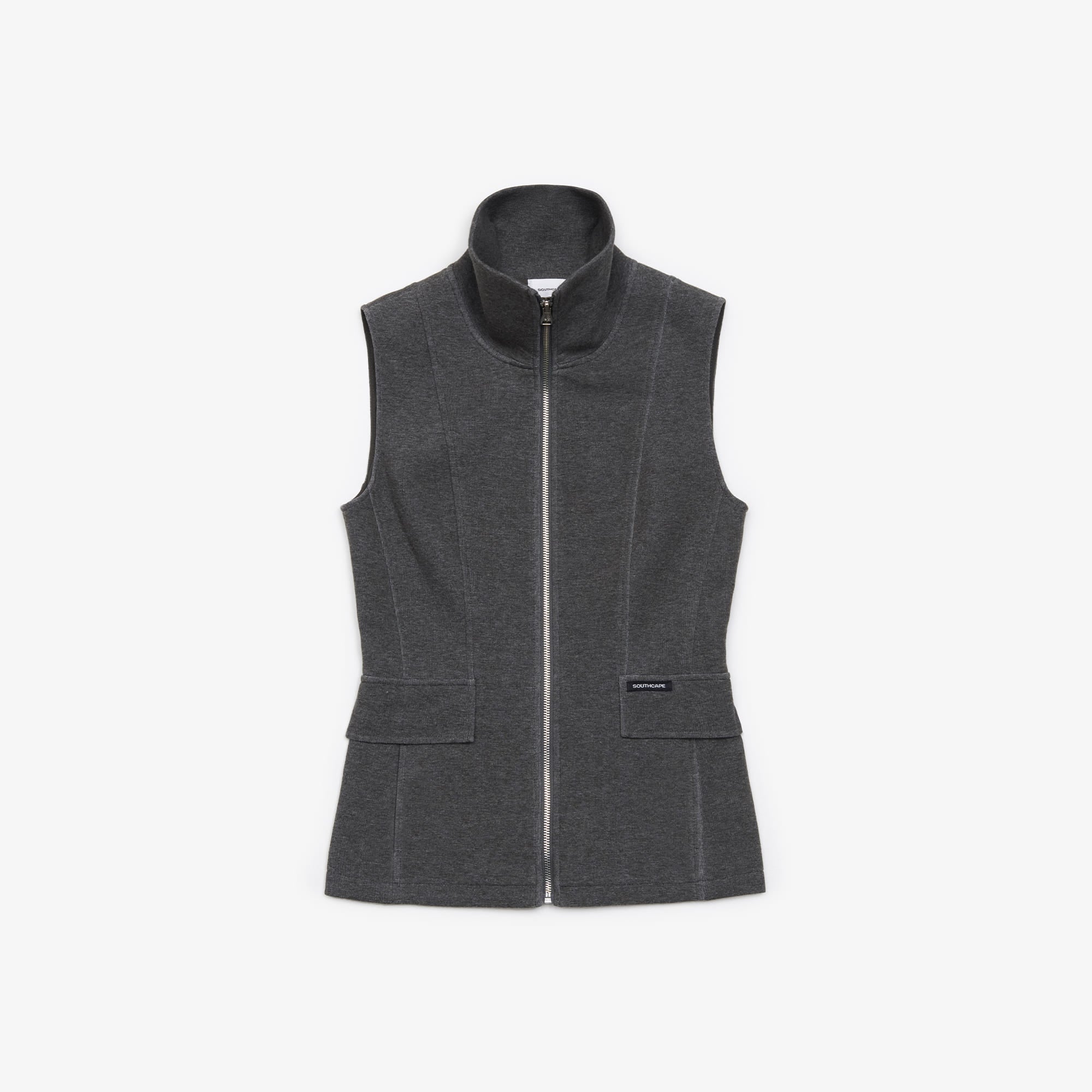 Women's Jersey Zip-up Vest - Charcoal Gray