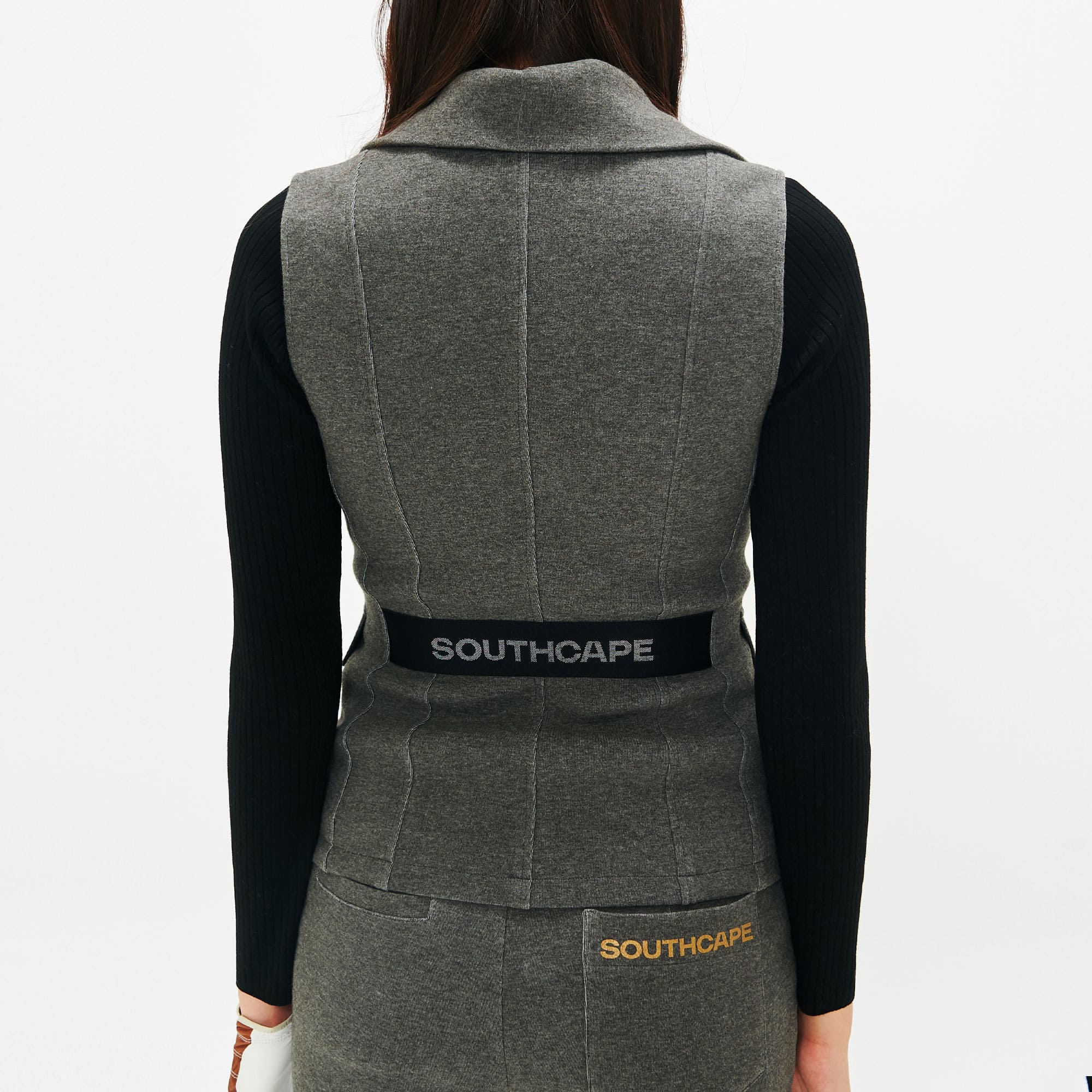 Women's Jersey Zip-up Vest - Charcoal Gray