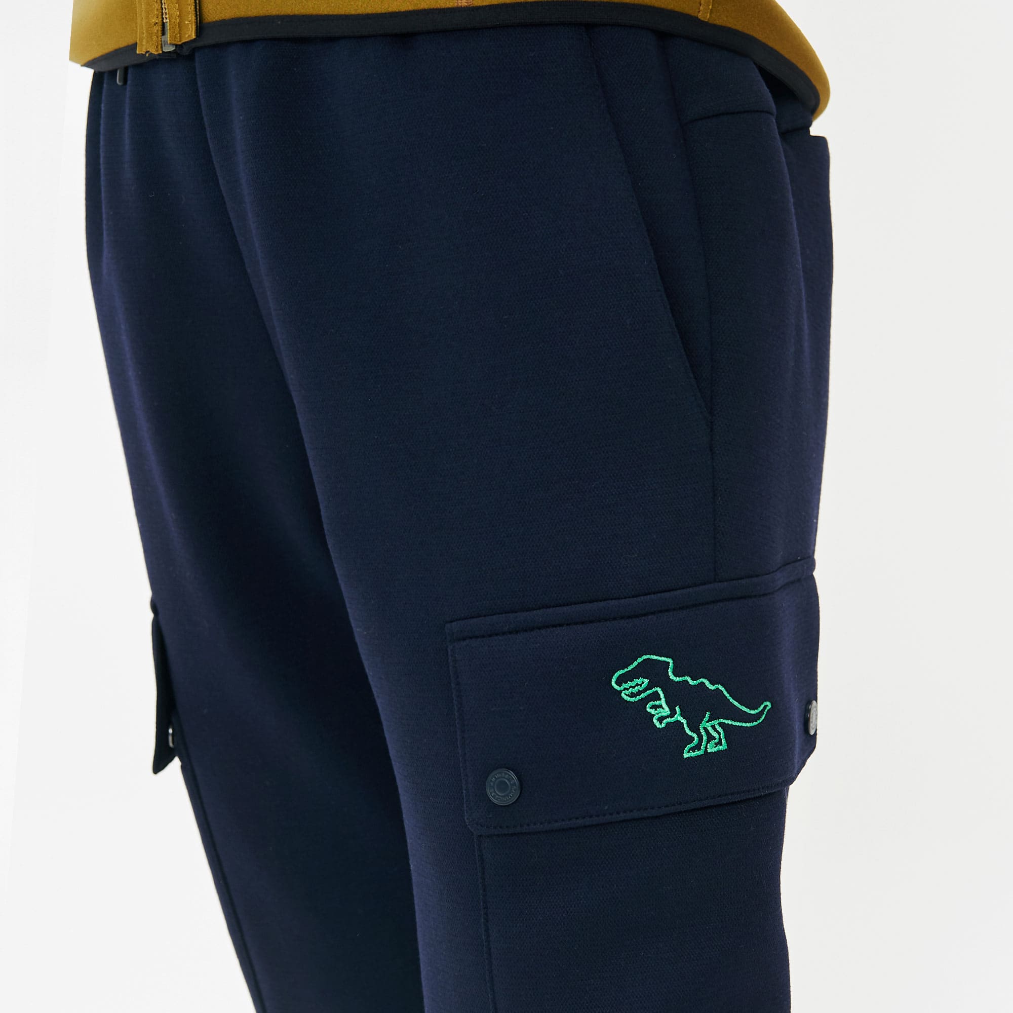 Women's Pocket Dinosaur Embroidered Jogger Pants - Navy