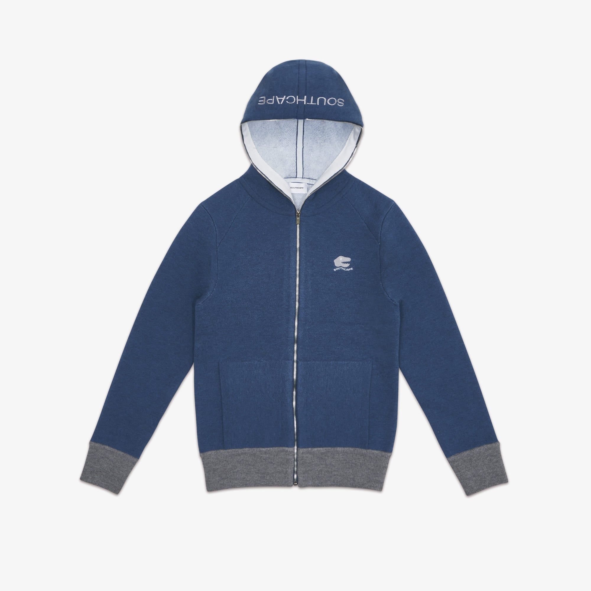 Women's Hooded Dinosaur Knit Zip-up - Melange Blue