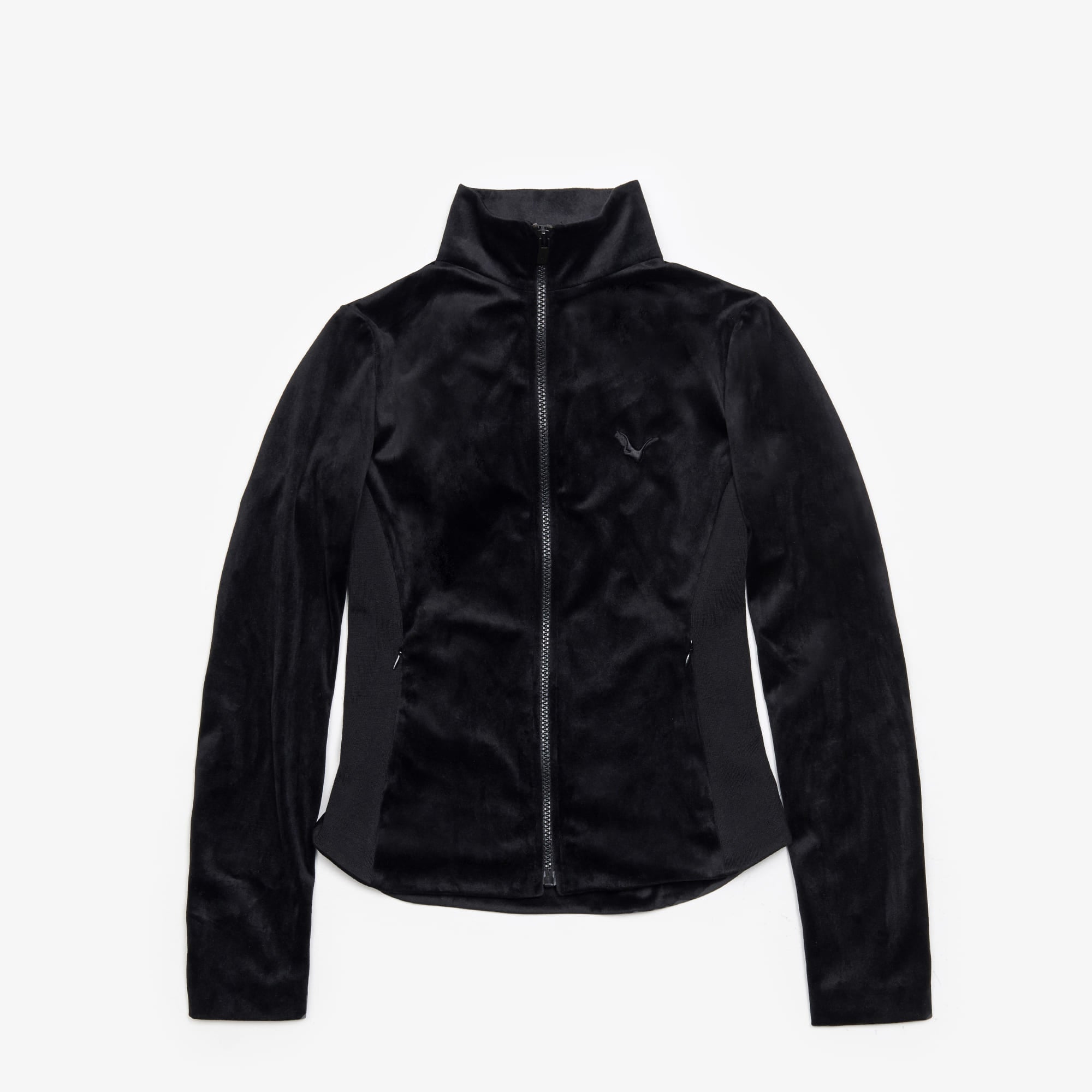 Women's velvet zip-up jacket - black