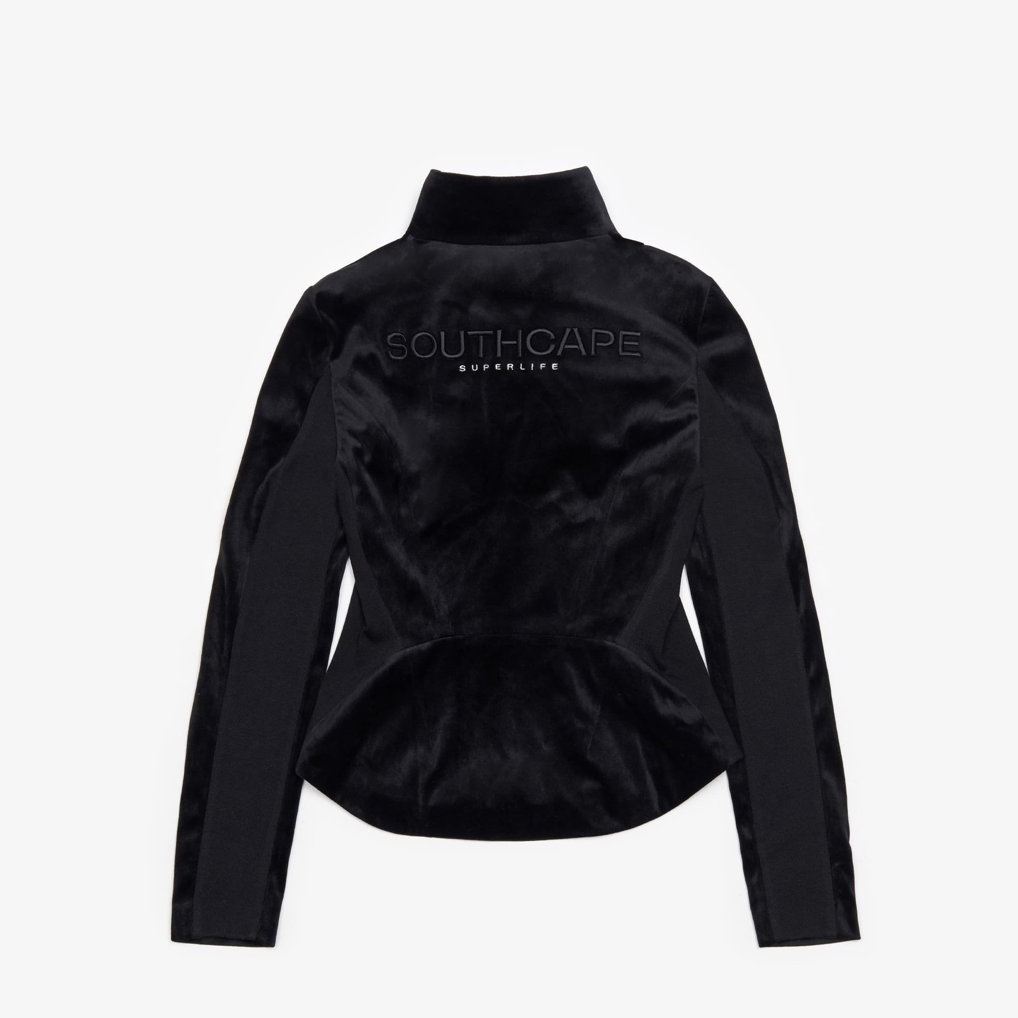 Women's velvet zip-up jacket - black