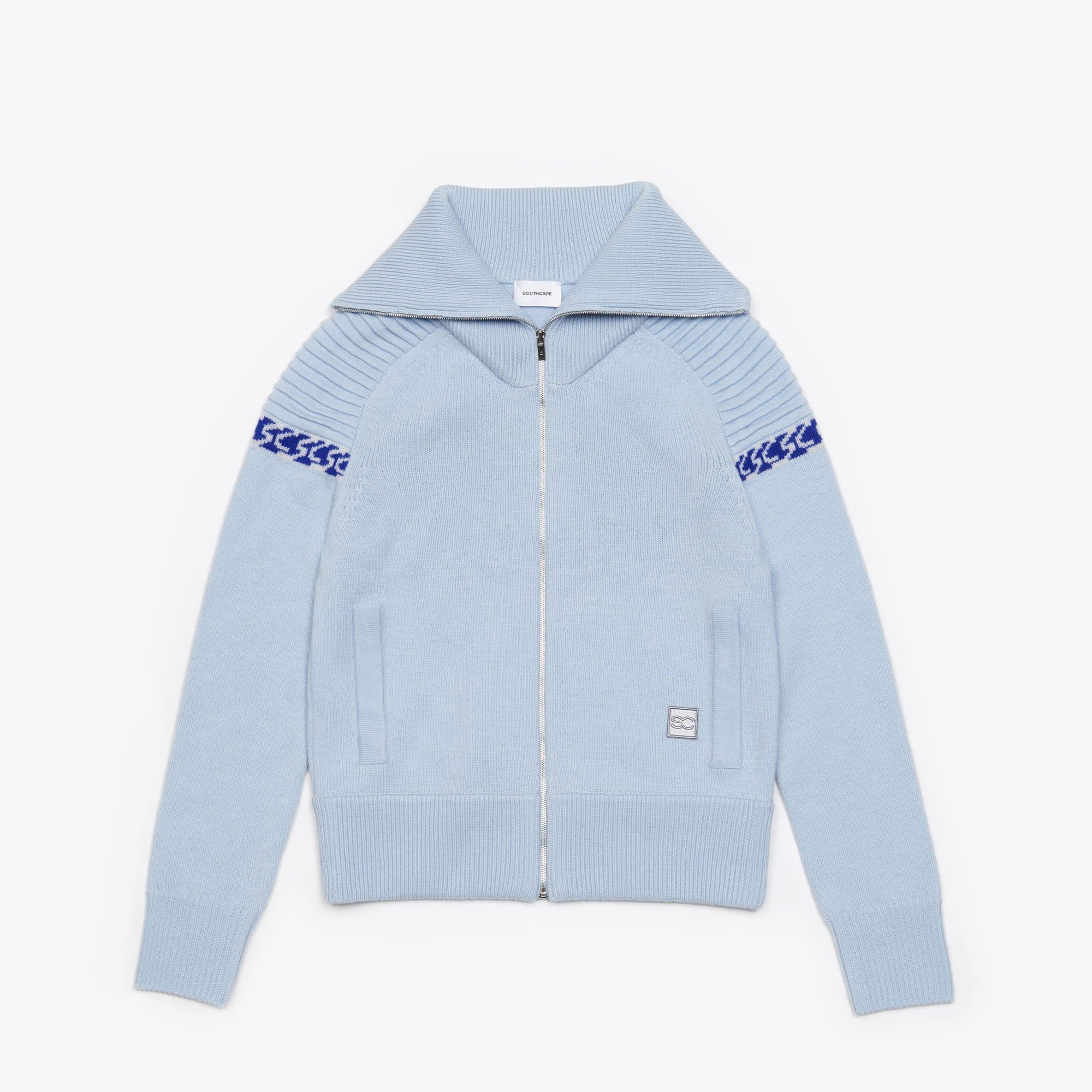 Women's Jacquard Knit Zip-up - Light Blue