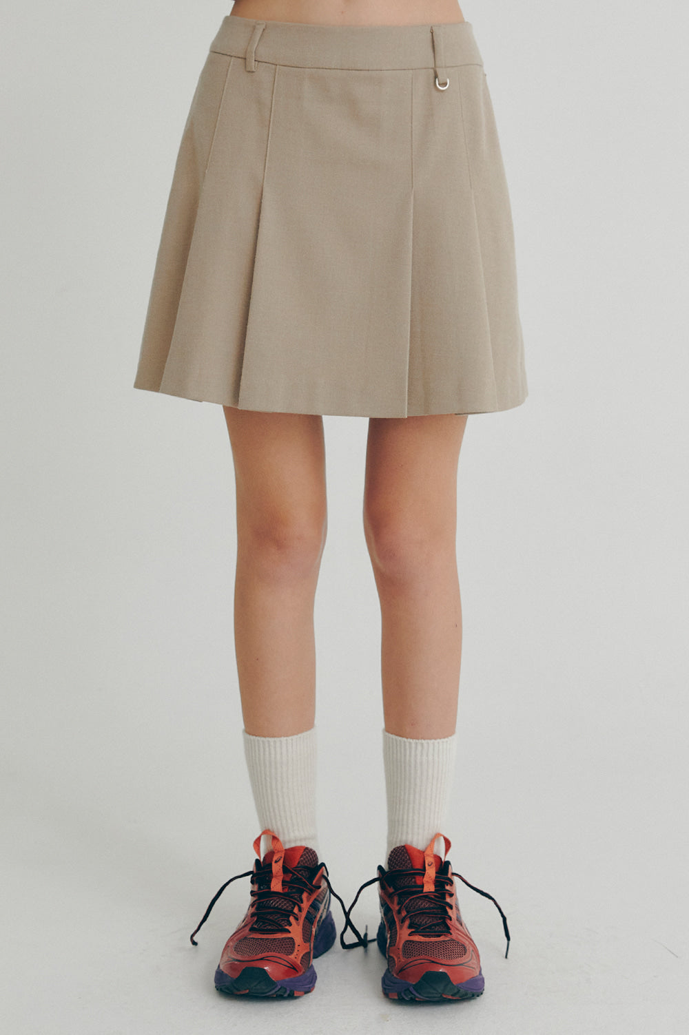 Wool Pleated Skirt - Beige