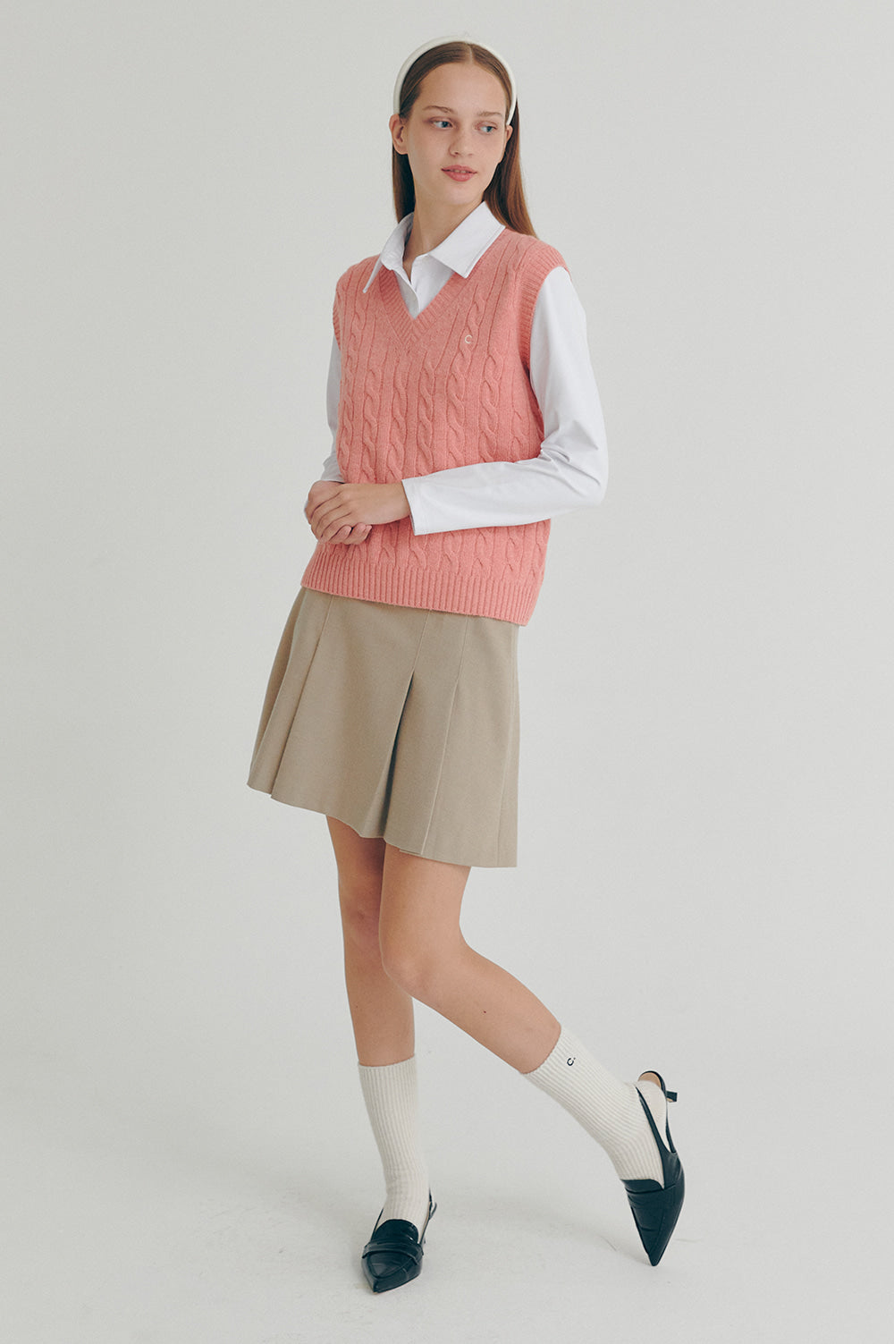 Wool Pleated Skirt - Beige