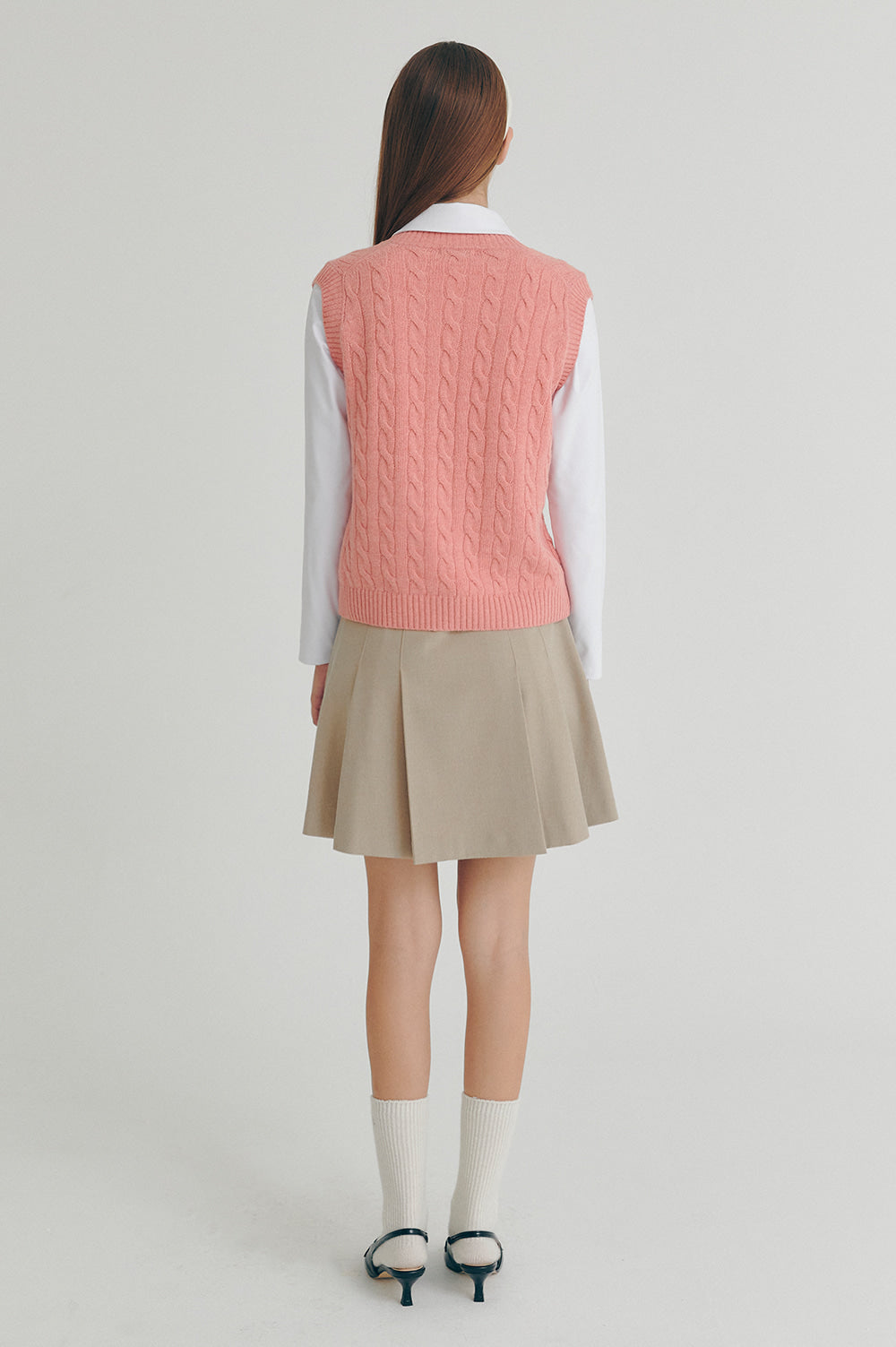 Wool Pleated Skirt - Beige