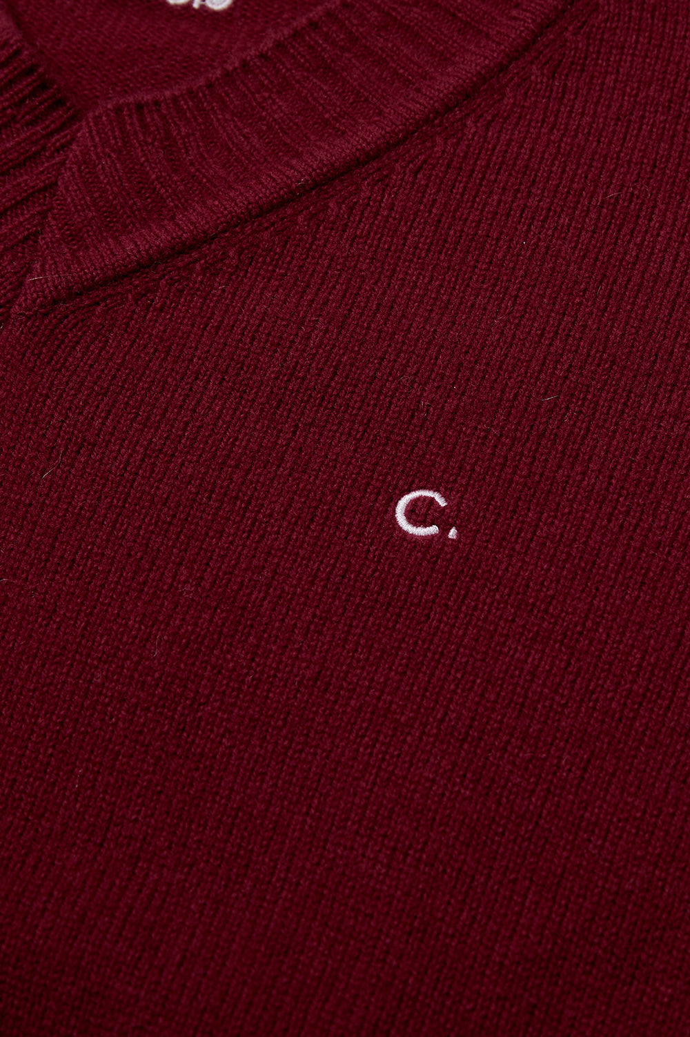 V-Neck Wool Sweater - Burgundy