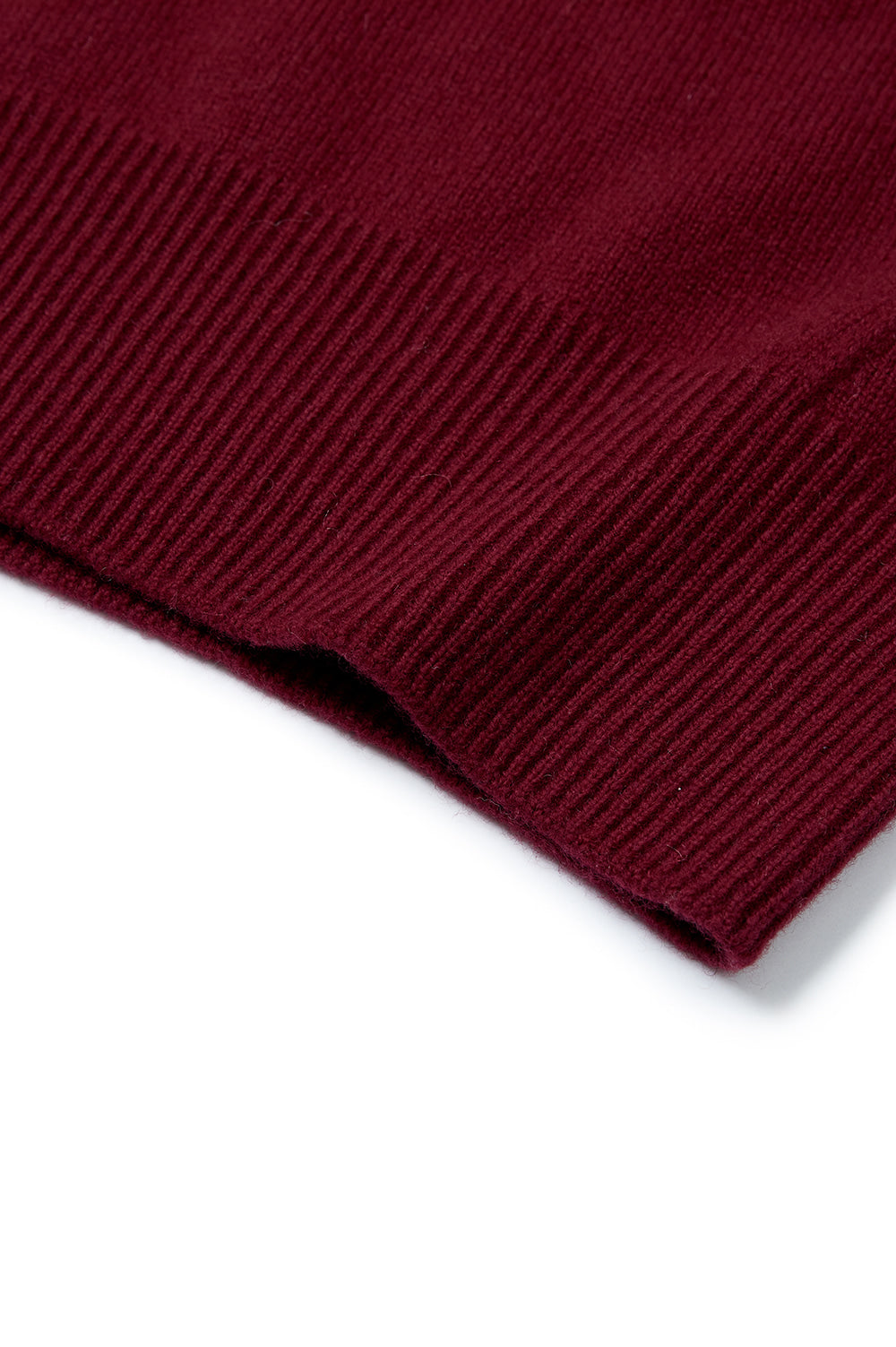 V-Neck Wool Sweater - Burgundy