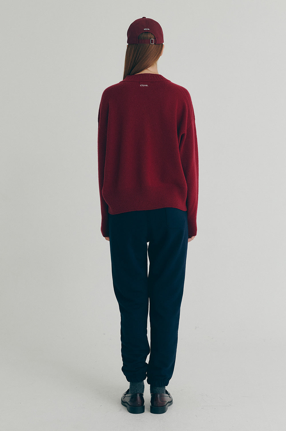 V-Neck Wool Sweater - Burgundy