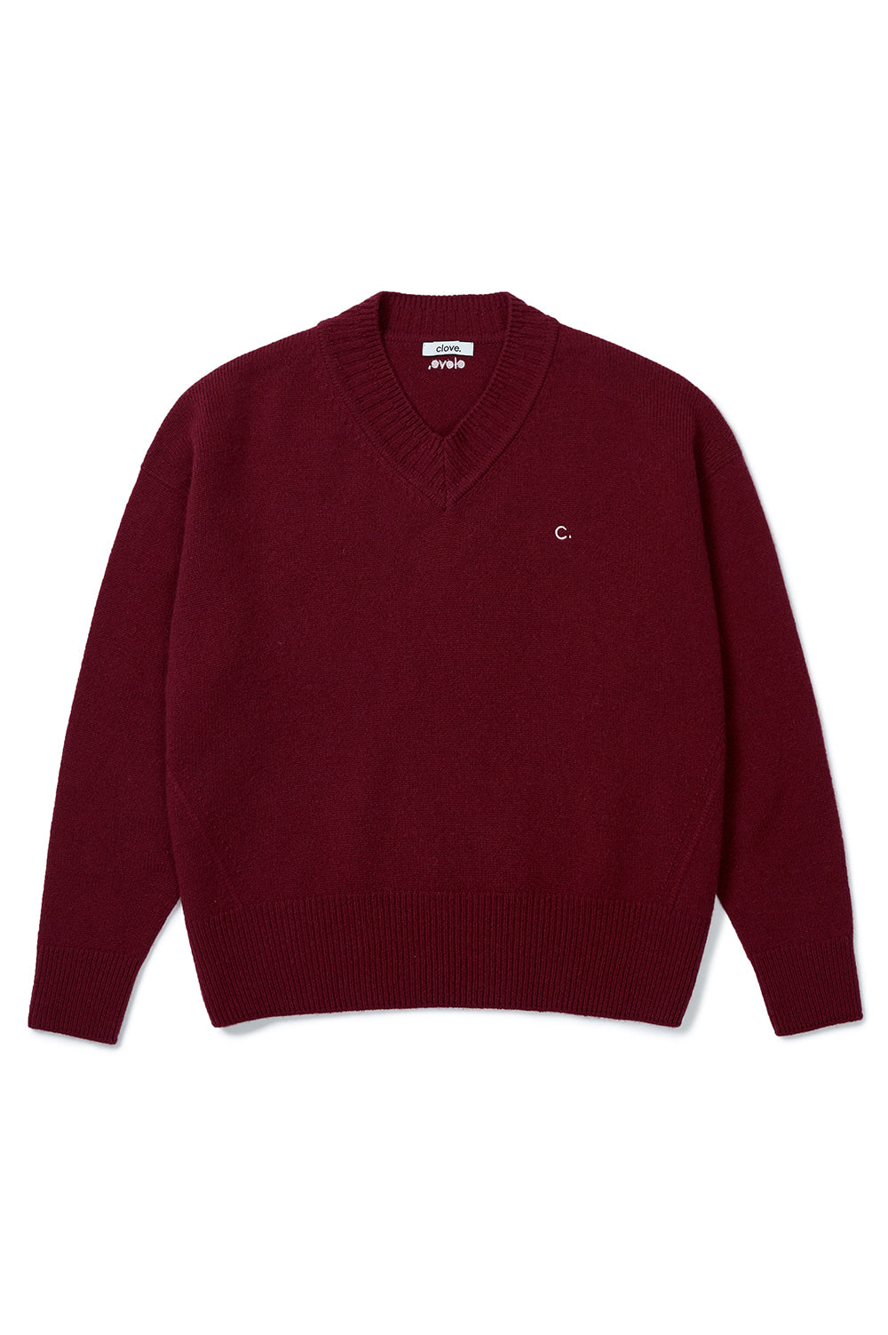 V-Neck Wool Sweater - Burgundy