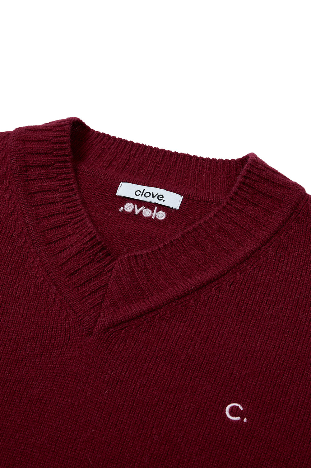 V-Neck Wool Sweater - Burgundy