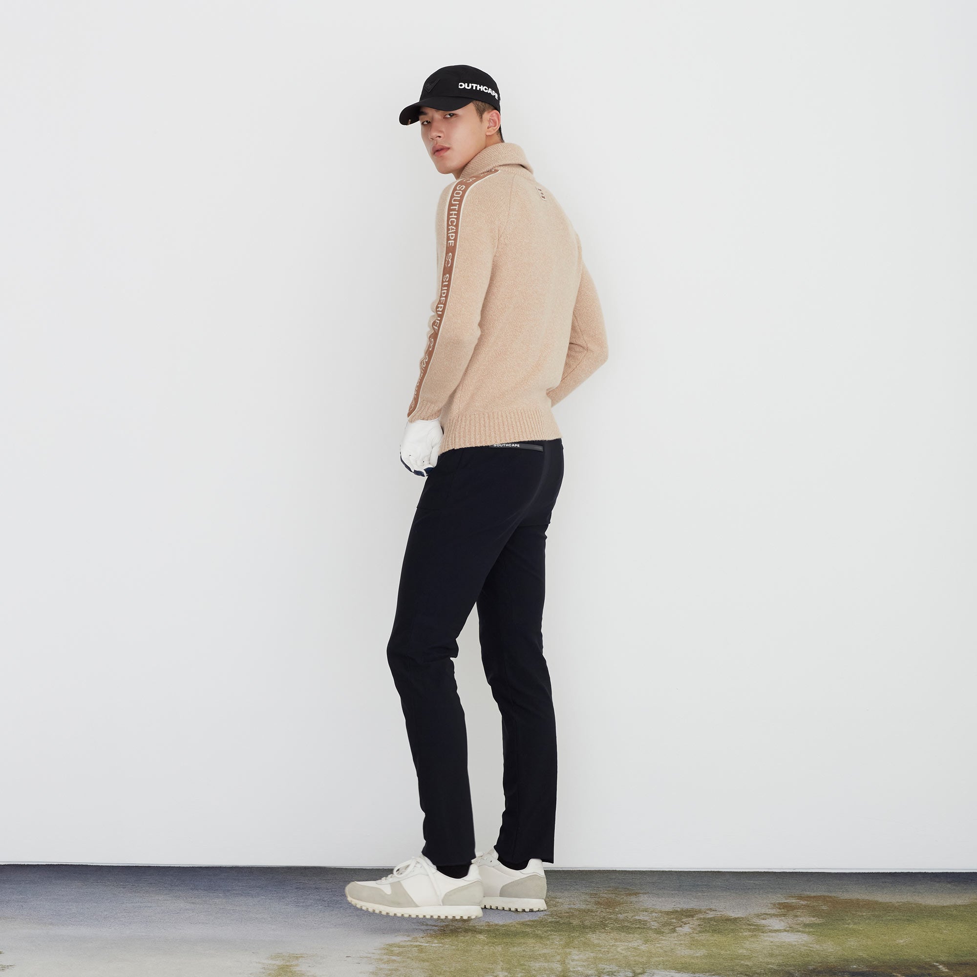 Men's Cashmere Logo Sleeve Pullover - Light Beige