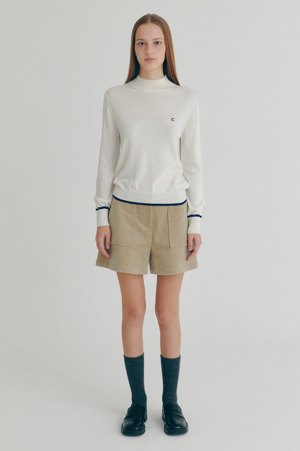 Wool Half Neck Knit - Ivory