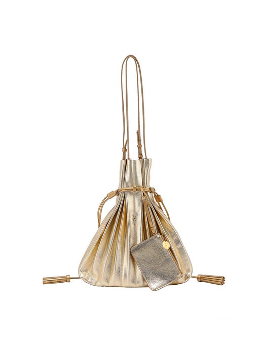 Lucky Pleats Shopper Bag Cracked - Gold