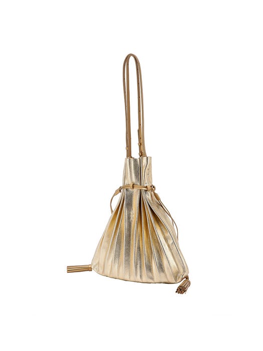 Lucky Pleats Shopper Bag Cracked - Gold