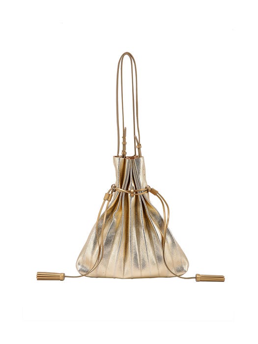 Lucky Pleats Shopper Bag Cracked - Gold