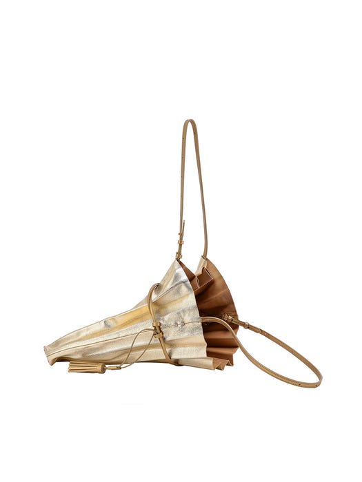 Lucky Pleats Shopper Bag Cracked - Gold