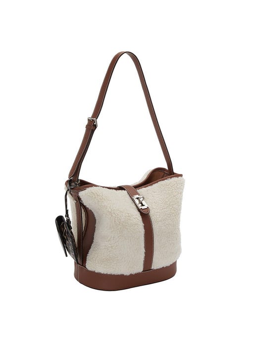 Festone Fur Combi Basket Bag M - Brown