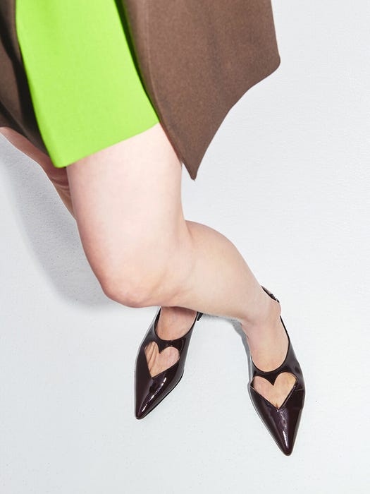 Heart Slingback Shoes - Wine