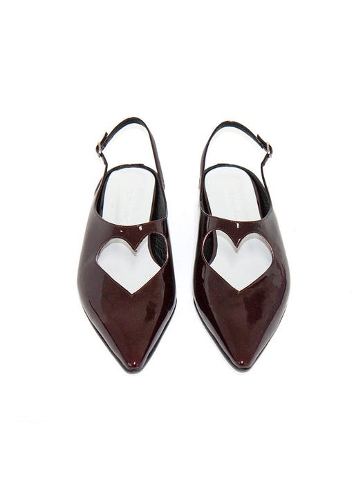 Heart Slingback Shoes - Wine