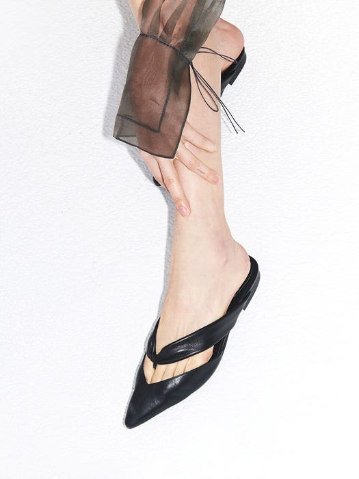 Stiletto Flat Sandals - Black