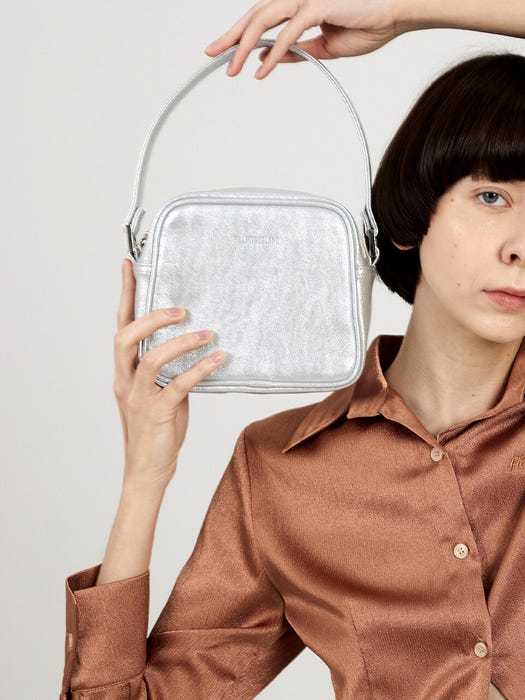 Trapezoid Mini Tote Bag - Silver