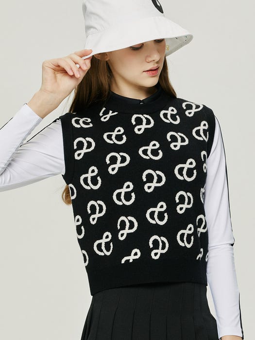 Viscose Symbol Logo Knitted Vest - Black
