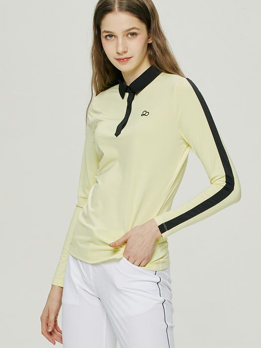 Sleeve Color Long Sleeve Shirt - Light Yellow