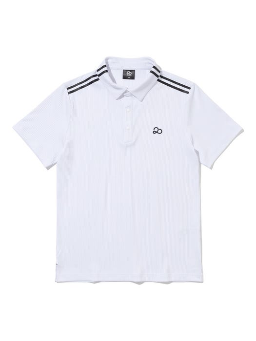 Ribbed Welding Point Short Sleeve Shirt - White