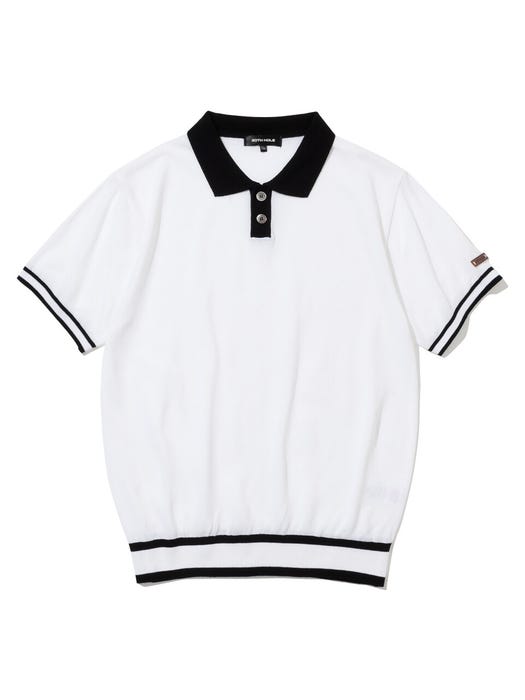 Collar Point Short Sleeve Sweatshirt - White