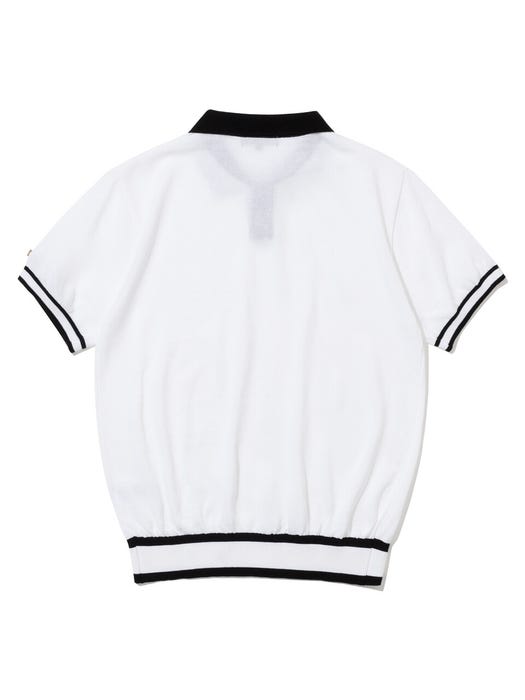 Collar Point Short Sleeve Sweatshirt - White