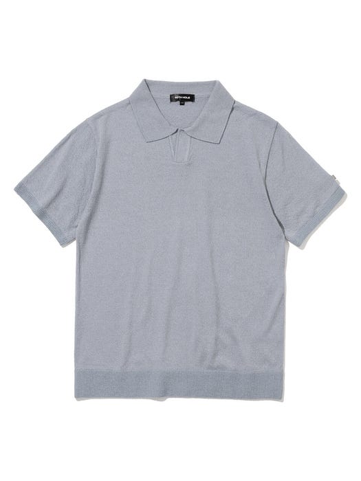 Basic Collar Short Sleeve Sweatshirt - Light Grey